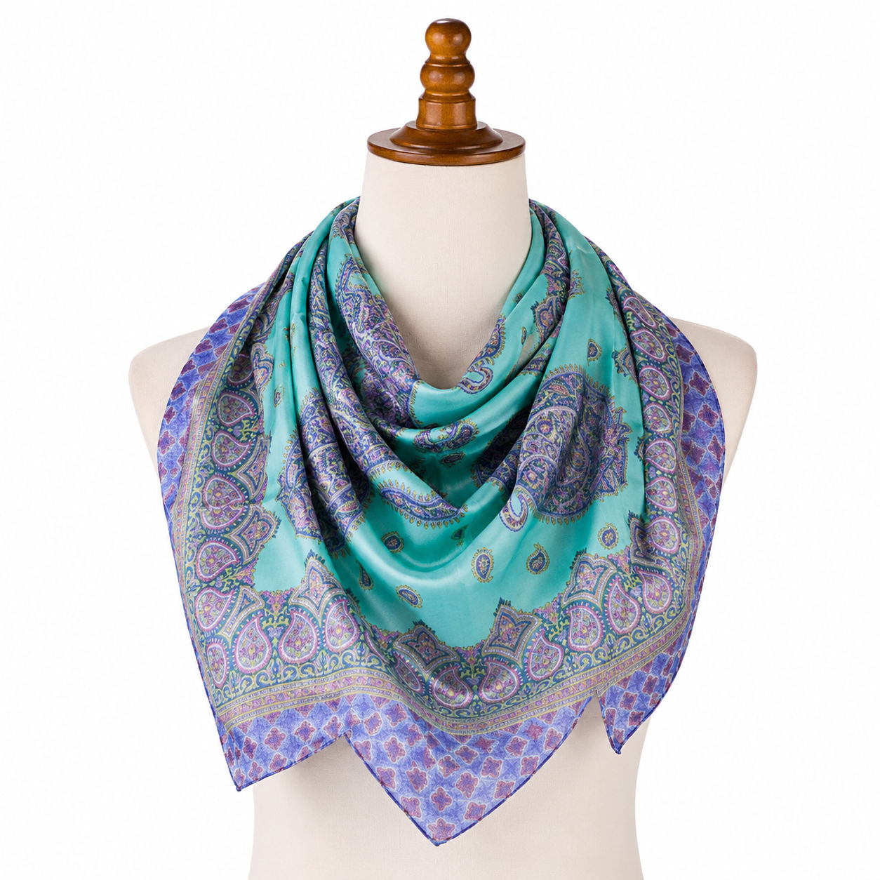 Turquoise Paisley Print Foulard